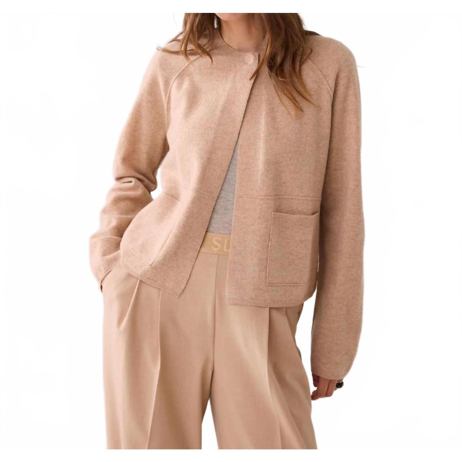 New Summum Lambswool Cardigan In Camel
